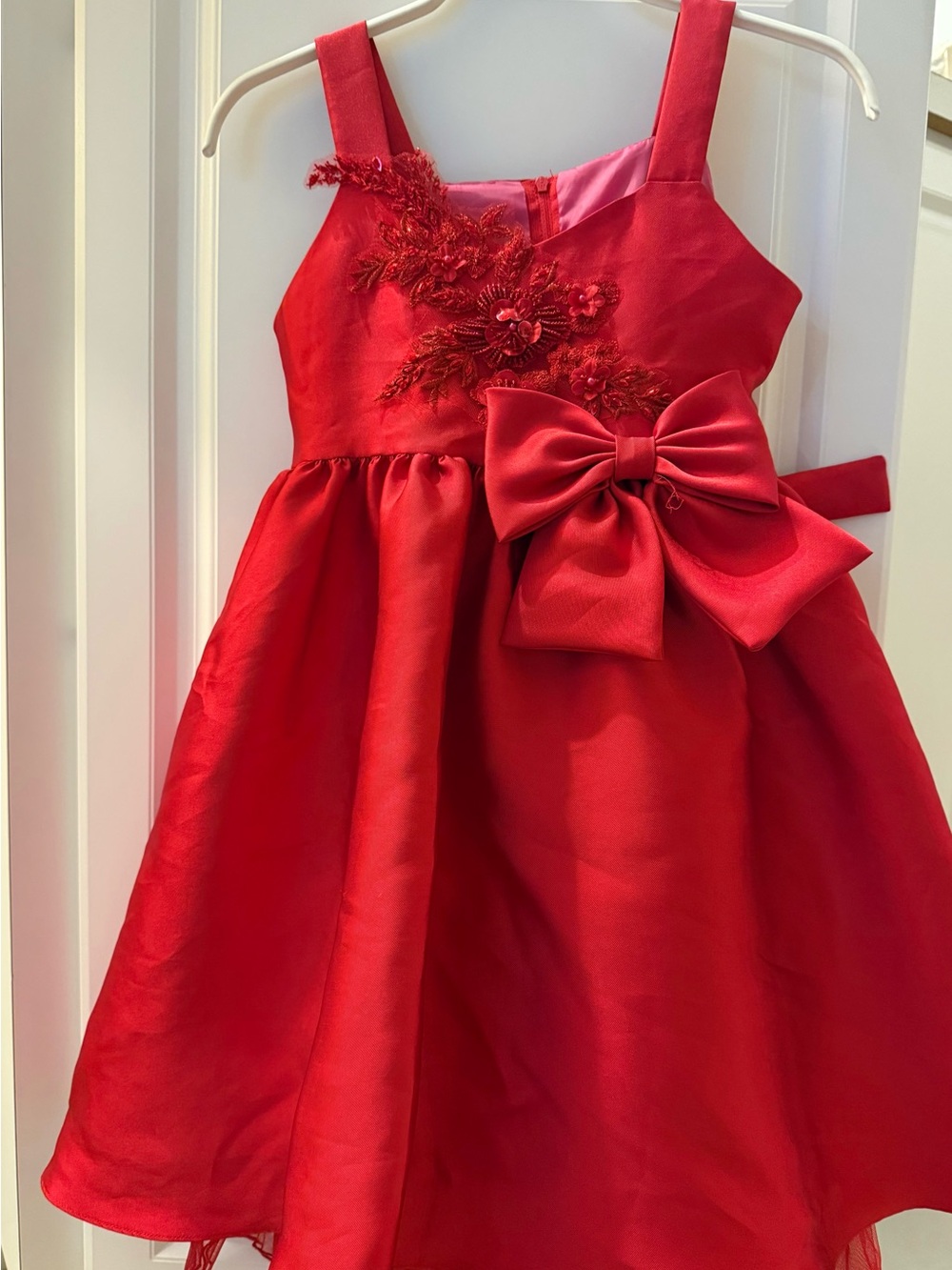 Iris & Ivy Nordstrom Girl’s Red Floral Bow Girls' Party Dress Size 10 Gorgeous!